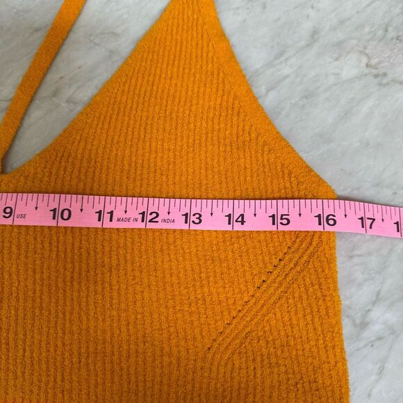 RAG & BONE SOLEIL STRETCH RIBBED cropped top DEEP YELLOW cotton blend sz L - Picture 6 of 7